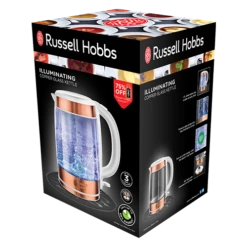 Russell Hobbs Illuminating Glass Kettle in Copper -russell hobbs Sales rh 3Dpack image 21603