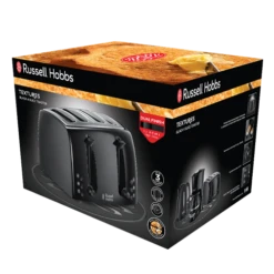 Russell Hobbs Textures 4 slice Toaster - Black -russell hobbs Sales rh 3Dpack image 21651 2