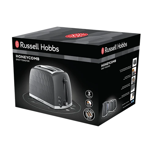 Russell Hobbs Honeycomb 2 Slice Grey Toaster 9 Russell Hobbs Honeycomb 2 Slice Grey Toaster - Image 7