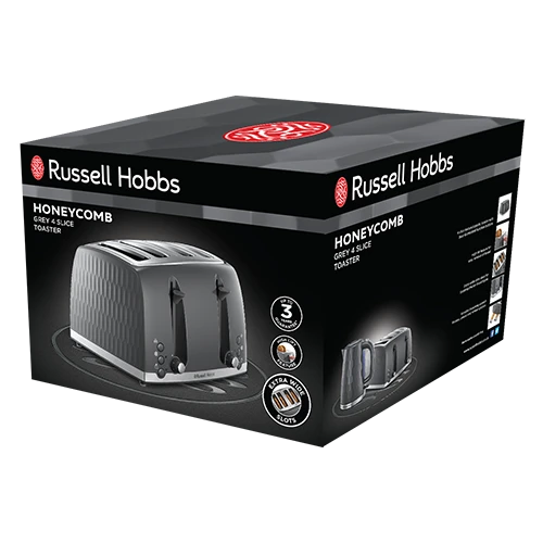 Russell Hobbs Honeycomb 4 Slice Grey Toaster 9 Russell Hobbs Honeycomb 4 Slice Grey Toaster - Image 7