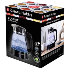 Russell Hobbs Classic Glass Kettle - Black -russell hobbs Sales rh 3Dpack image 26080