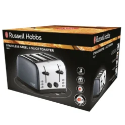 Russell Hobbs Stainless Steel 4-slice Toaster - Grey -russell hobbs Sales rh 3dpack image 28364