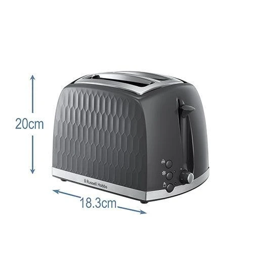 Russell Hobbs Honeycomb 2 Slice Grey Toaster 4 Russell Hobbs Honeycomb 2 Slice Grey Toaster - Image 2