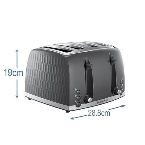 Russell Hobbs Honeycomb 4 Slice Grey Toaster 4 Russell Hobbs Honeycomb 4 Slice Grey Toaster - Image 2