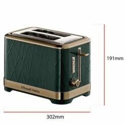 Russell Hobbs Structure Brass Emerald Green Toaster - 2 Slice -russell hobbs Sales rh inset image 26121 4