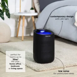 Russell Hobbs 1L Fresh Air Pro Compact 2 in 1 Black Dehumidifier & Air Purifier -russell hobbs Sales rhdh1101b lifestyle 2000px 02