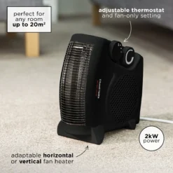 Russell Hobbs 2kW Black Portable Horizontal or Vertical Fan Heater -russell hobbs Sales rhfh1005b feature 1