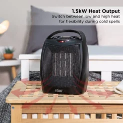 Russell Hobbs 1.5kW Ceramic Black Portable Upright Fan Heater -russell hobbs Sales rhfh1006b lifestyle 07