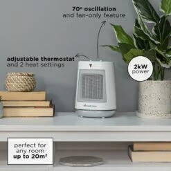 Russell Hobbs 2kW Oscillating Ceramic Electric Fan Heater in White -russell hobbs Sales rhfh1008 lifestyle 1s