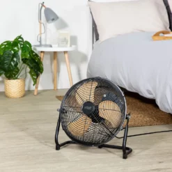 Russell Hobbs 12” Black Scandi Floor Fan -russell hobbs Sales rhgf1221wdb bedroom 1