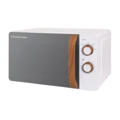 17 Litre Scandi White Manual Microwave with Wood Effect