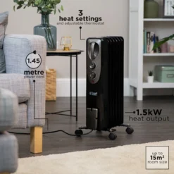 Russell Hobbs 7 Fin 1.5kW Oil Filled Radiator Black -russell hobbs Sales rhofr5001b lifestyle 1 web2000px 1