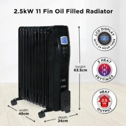 Russell Hobbs 11 Fin 2.5kW Black Oil Filled Radiator -russell hobbs Sales rhofr5003b lifestyle 1