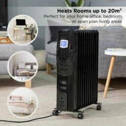 Russell Hobbs 11 Fin 2.5kW Black Oil Filled Radiator -russell hobbs Sales rhofr5003b lifestyle 3