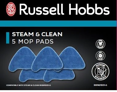 Russell Hobbs Pack of 5 Steam Mop Pads for RHSM1001-G Steam & Clean Mop 3 Russell Hobbs Pack of 5 Steam Mop Pads for RHSM1001-G Steam & Clean Mop