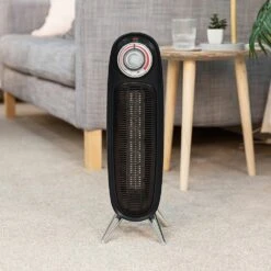 Russell Hobbs 2kW Black Retro Ceramic Tower Heater -russell hobbs Sales rhretfh1002b lifestyle 3